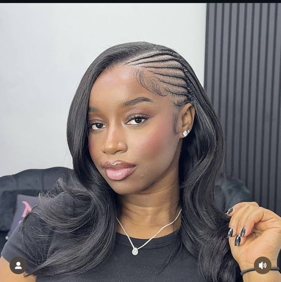 Half Cornrows Half Sew-in / Cassie Braids / Fulani Quick Weave ( Hair Included )