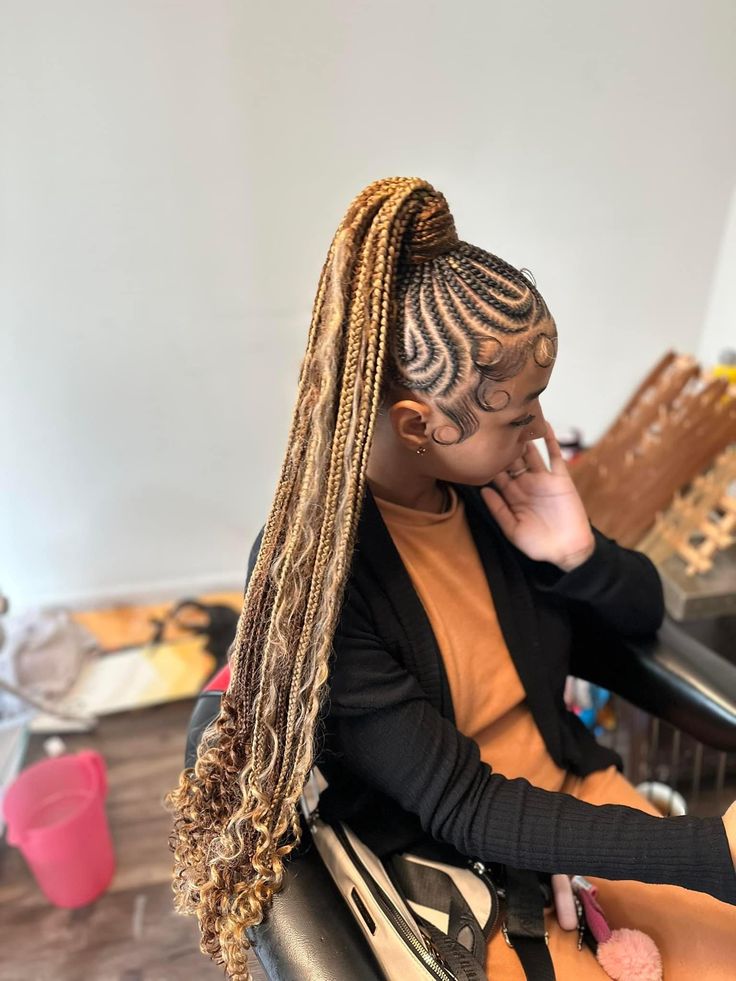 goddess ponytail / braided ponytail / cornrow ponytail with goddess ends / shuku ( Hair Included )