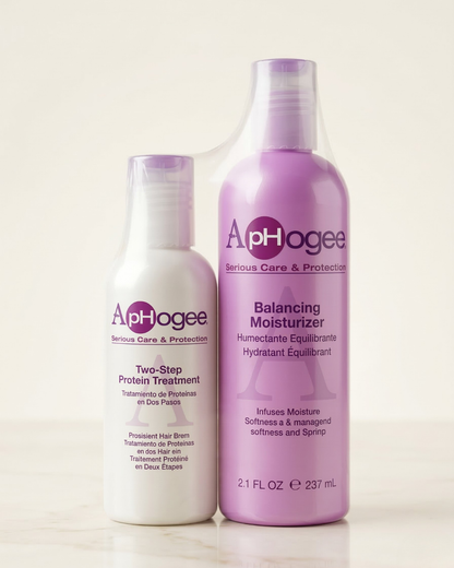 Aphogee Two-Step Protein Treatment & Balancing Moisturizer Set – Hair Strengthening & Repair System for Damaged, Weak & Over-Processed Hair