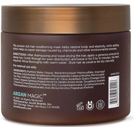 Argan Magic Restorative Hair Mask – Protein-Rich Deep Conditioning Treatment for Dry & Damaged Hair, Hydrates, Repairs & Strengthens | Paraben-Free, Cruelty-Free, Made in USA (12 oz)