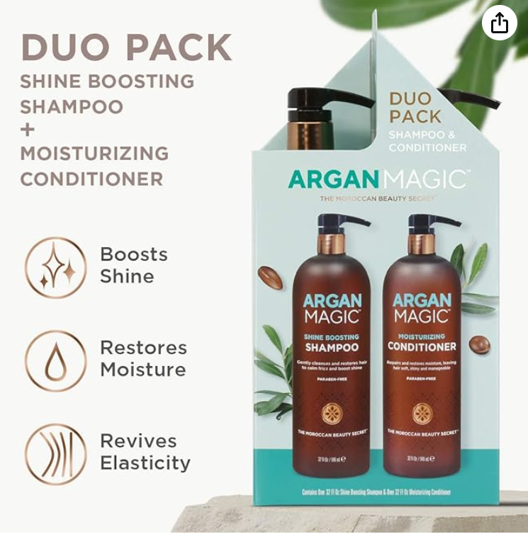 Argan Magic Ultra Shampoo and Conditioner Set for Dry, Damaged Hair - Revitalizes and Hydrates Brittle Hair -  Detangles, Smooths, and Softens