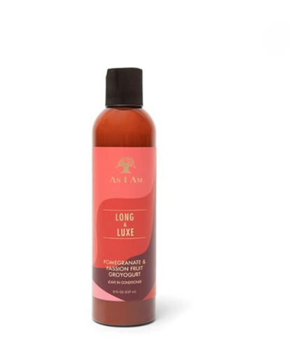 As I Am Long & Luxe GroYogurt Leave-In Conditioner – Pomegranate & Passion Fruit Moisturizing Leave-In for Curly & Coily Hair (Hair Types 3 & 4)