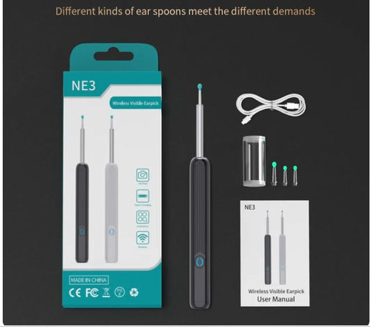 Wireless Otoscope Smart Ear Cleaning Kit with Camera, LED Light, and High Precision Ear Wax Removal Tool