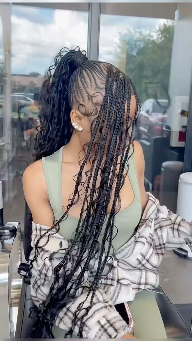 goddess ponytail / braided ponytail / cornrow ponytail with goddess ends / shuku ( Hair Included )