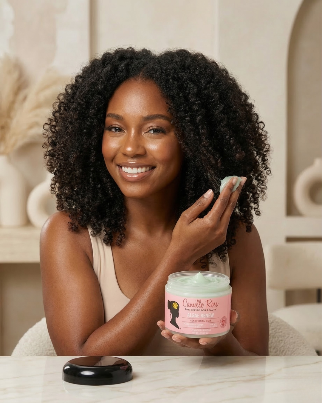 Camille Rose Algae Renew Deep Conditioning Hair Mask – Hydrating & Strengthening Treatment with Cocoa & Mango Butter for Dry, Damaged & Curly Hair