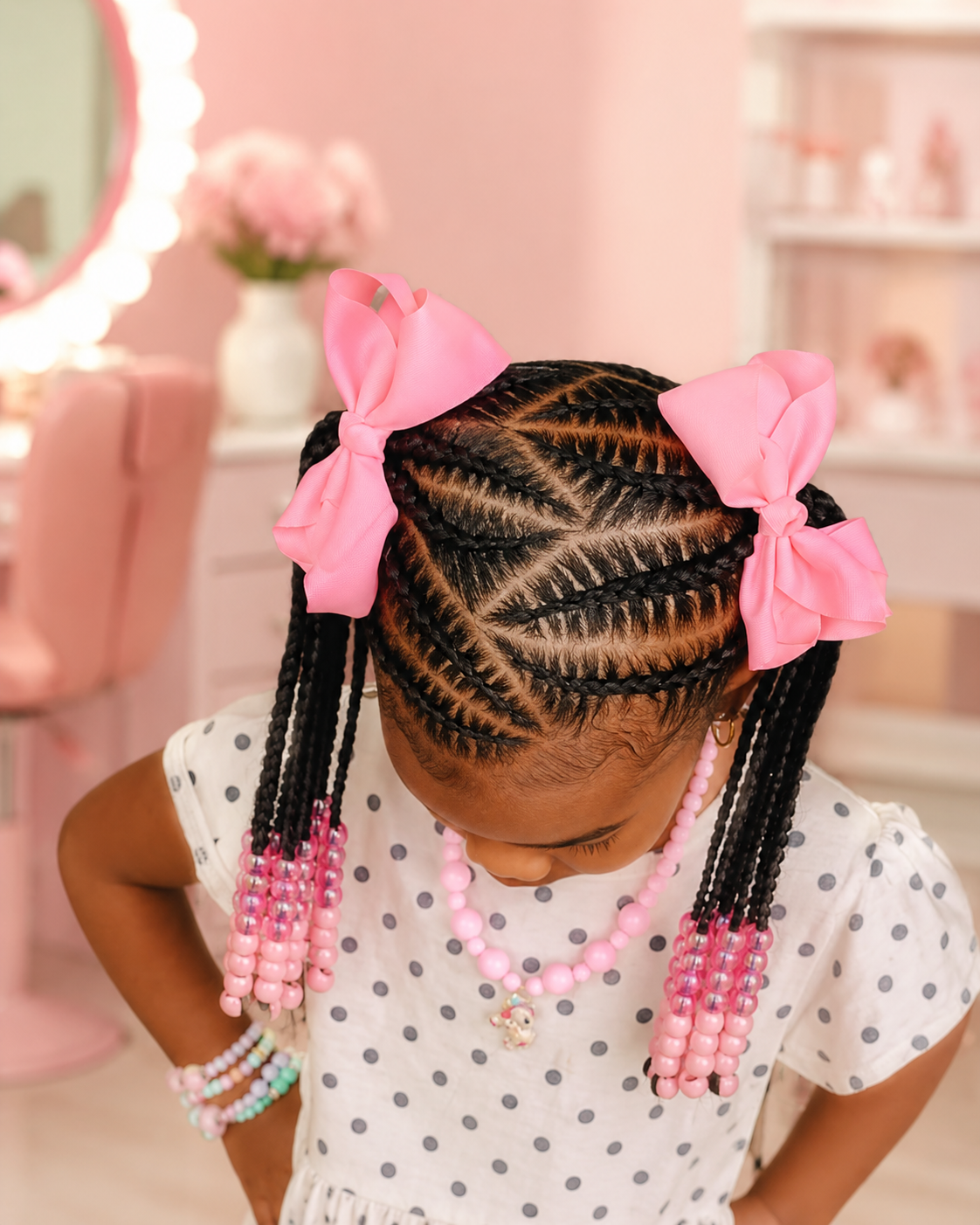 Cornrow for Kids with Extension Without Beads ( Hair Included )