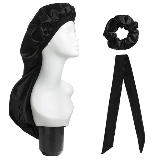 Elastic Wide Edge Satin Bonnet Long Hat