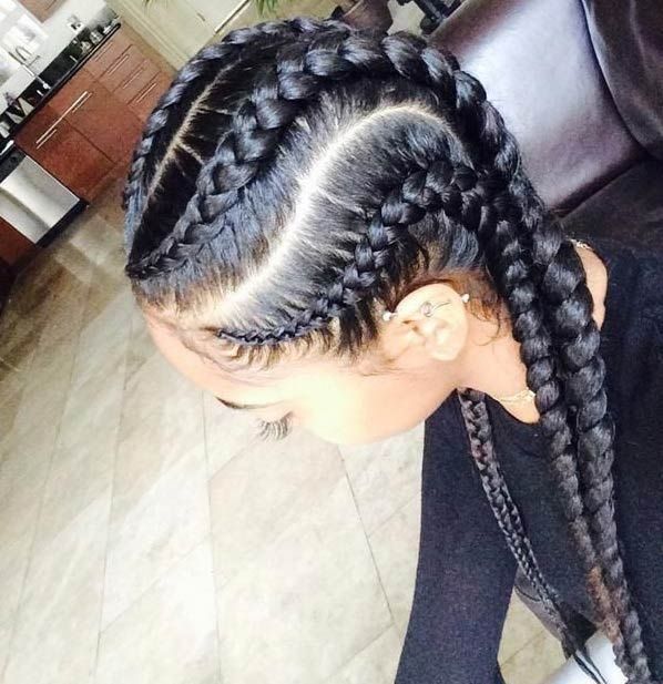 Four Big Cornrows for Women