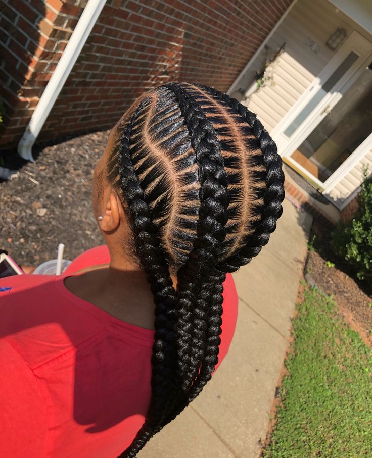 Four Big Cornrows for Women  - (Hair Included)