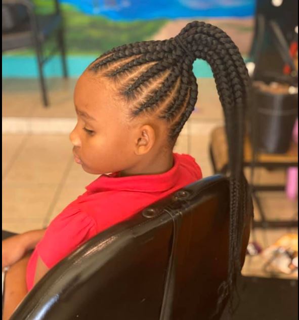 Ghana Braids Ponytail for Kids