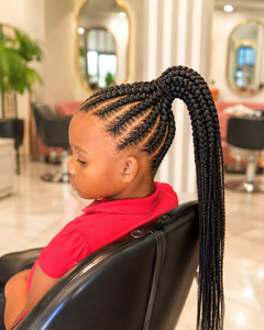 Ghana Braids Ponytail for Kids ( Hair Included )