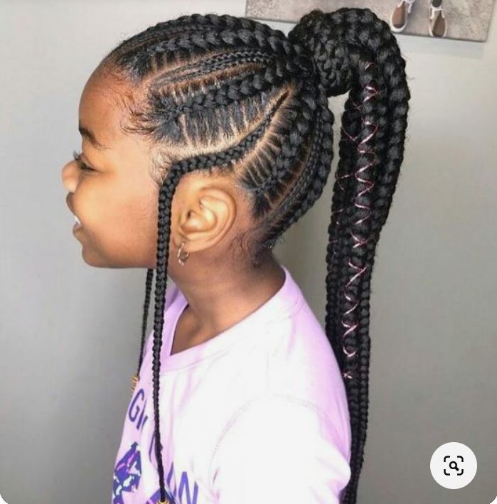 Ghana Braids Ponytail for Kids