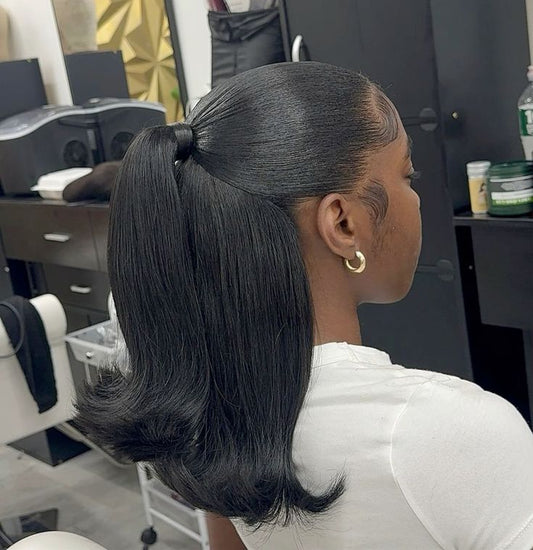 Half Ponytail Half Sew-in Hair Style