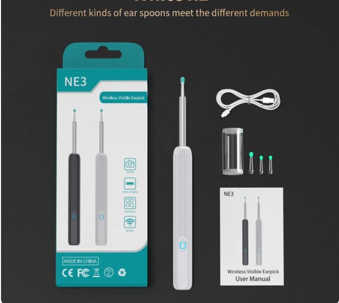 Wireless Otoscope Smart Ear Cleaning Kit with Camera, LED Light, and High Precision Ear Wax Removal Tool