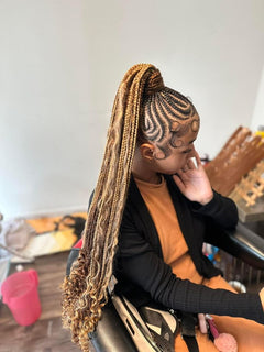 goddess ponytail / braided ponytail / cornrow ponytail with goddess ends / shuku ( Hair Included )